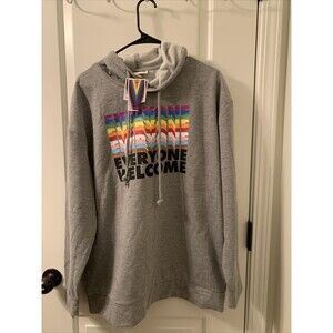 Take Pride Unisex Adult Gray Hoodie Sweatshirt Shirt EVERYONE WELCOME Size Large